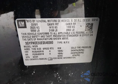 2014 Cadillac Srx Luxury Collection z USA, uszkodzony, nr VIN 3GYFNEE30ES648380